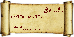 Csák Arián névjegykártya